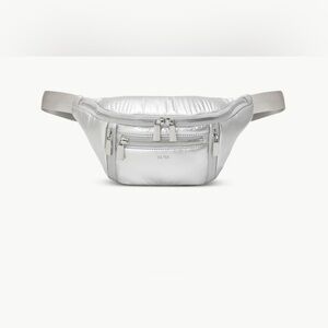 Caraa Sling Crossbody Belt Bag in Silver Metallic